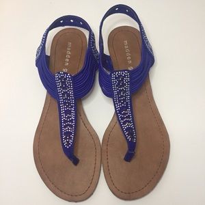 Madden Girl Taahnee Blue Rhinestone Sandals 7.5